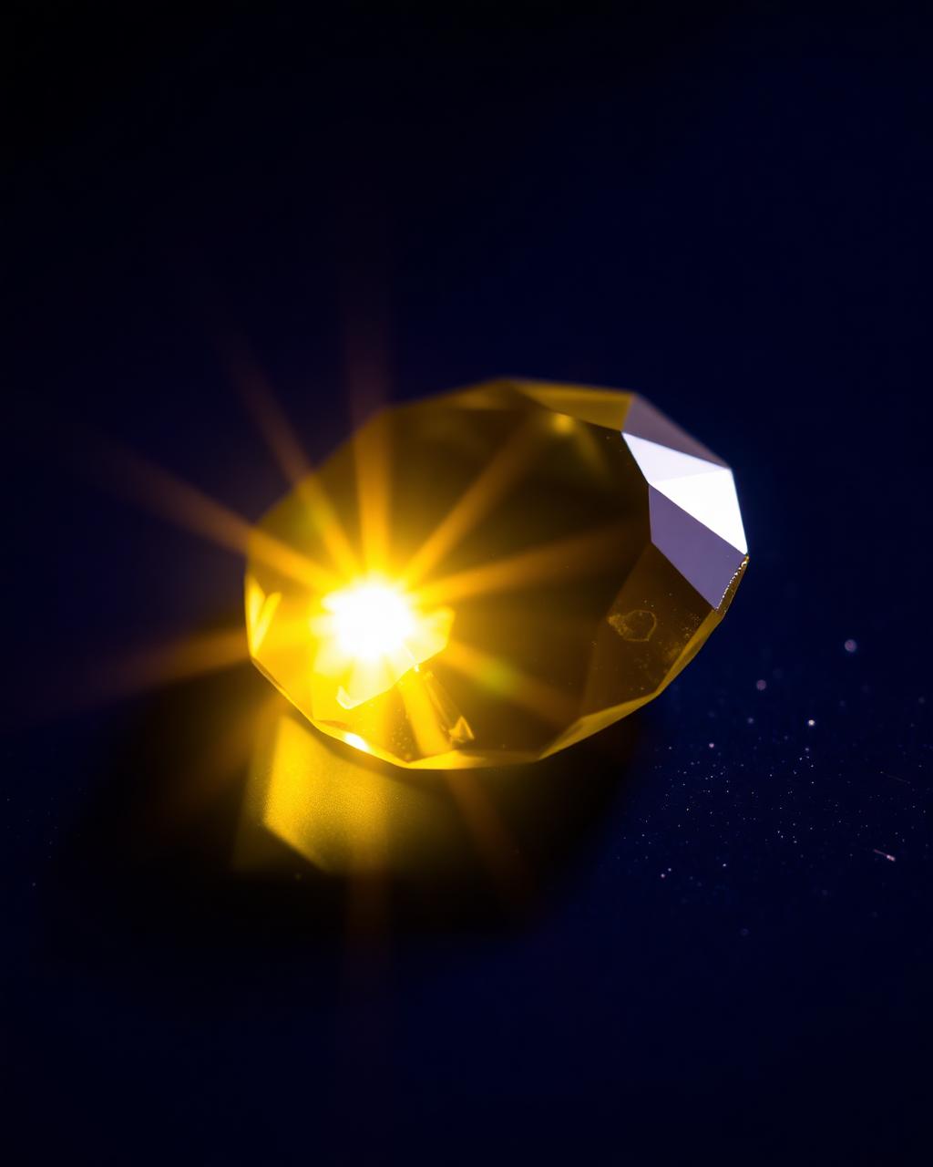 A gemstone catching light against a dark ground